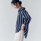 Silk Fabric Striped Blouse
