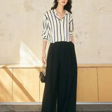 Silk Fabric Striped Blouse