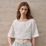 Boxy Linen Crop Top