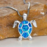 Pendant Necklace Turtle in Green Fire Opal Vintage