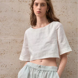 Boxy Linen Crop Top