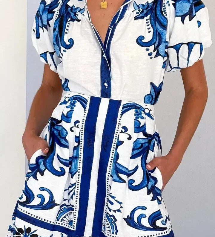 Kelsi Cauliflower Linen Dress, Two Pieces