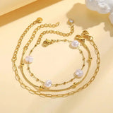 Stacking Gold Bracelet Pearl Set