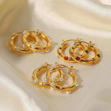 Brilliant Gold Zircon Circle Earrings