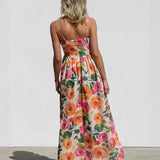 Isadora Maxi Dress with Open Back and Flowers for Women