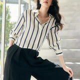 Silk Fabric Striped Blouse