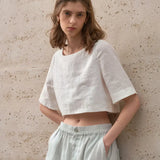 Boxy Linen Crop Top