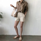 Linen Shirt with Open Collar