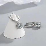 Classic White Gold Earrings with Stone