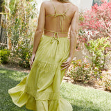 Maxi Dress with Cuts and Pleats
