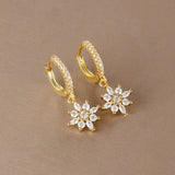 Classic Snowflake Drop Earrings with Crystals
