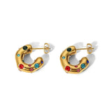 Brilliant Gold Zircon Circle Earrings