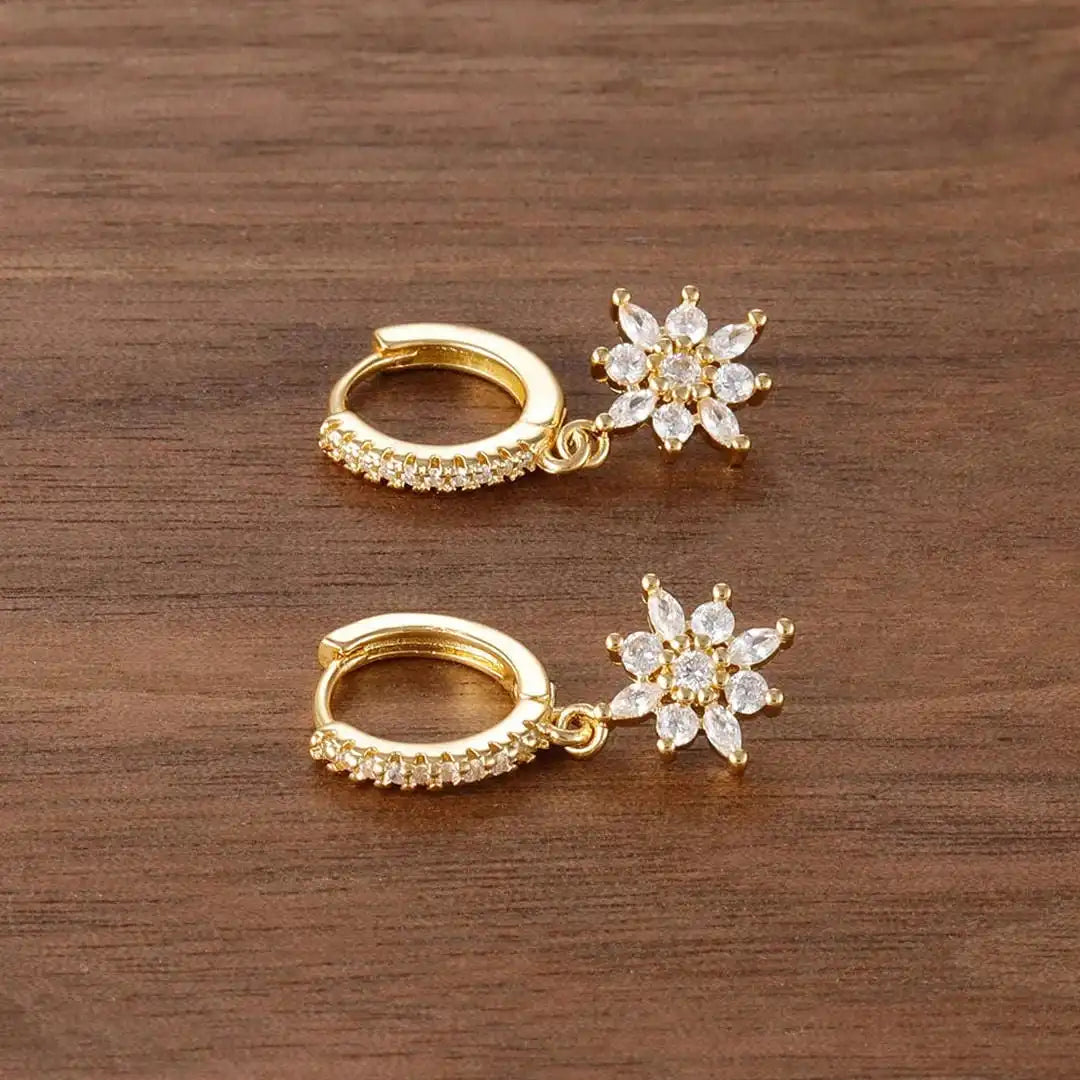 Classic Snowflake Drop Earrings with Crystals