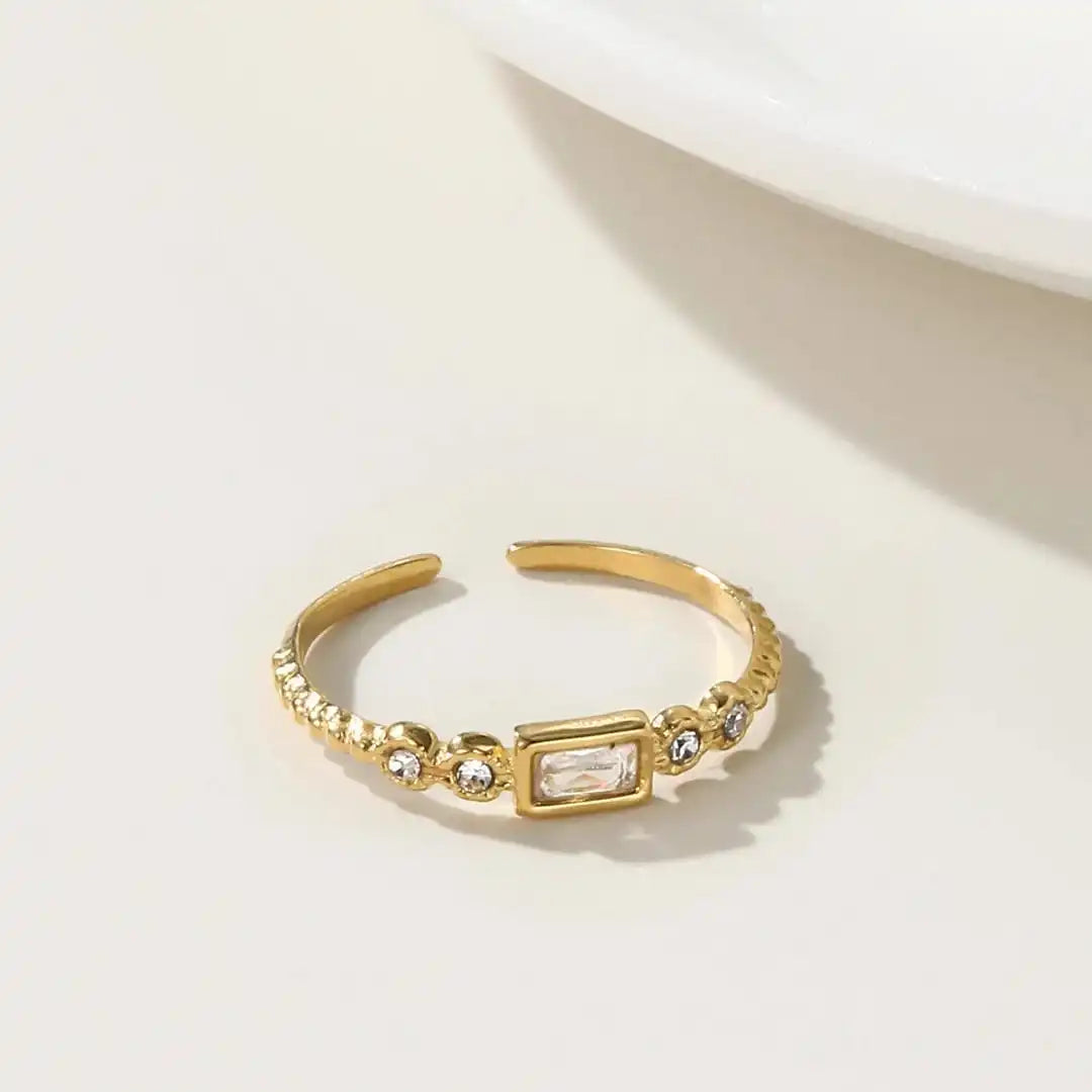 Baguette Station Open Design Ring