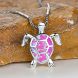 Pendant Necklace Turtle in Green Fire Opal Vintage