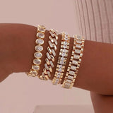 Gold Thick Adjustable Bracelet with Cubic Zirconia