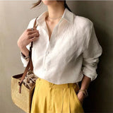 Linen Shirt with Open Collar