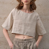 Boxy Linen Crop Top