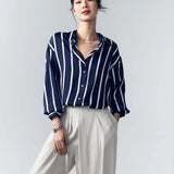 Silk Fabric Striped Blouse