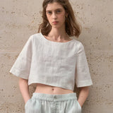 Boxy Linen Crop Top