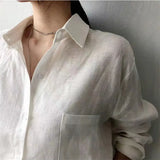 Linen Shirt with Open Collar