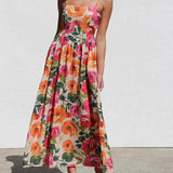 Isadora Maxi Dress with Open Back and Flowers for Women