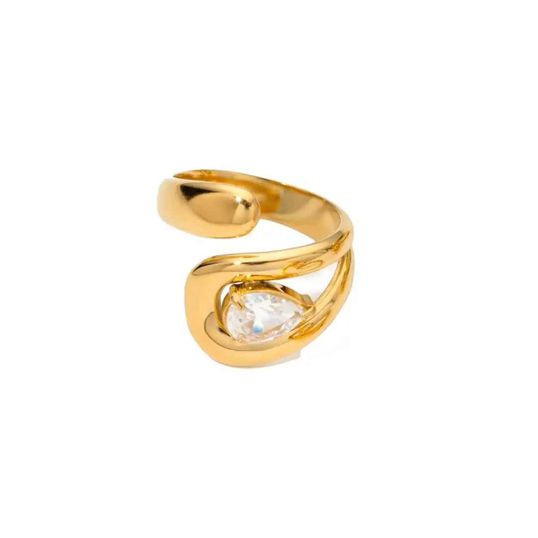 Eternal Gold Zircon Ring in Teardrop Shape