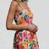 Isadora Maxi Dress with Open Back and Flowers for Women