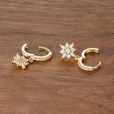 Classic Snowflake Drop Earrings with Crystals