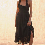 Maxi Dress with Cuts and Pleats