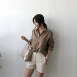 Linen Shirt with Open Collar