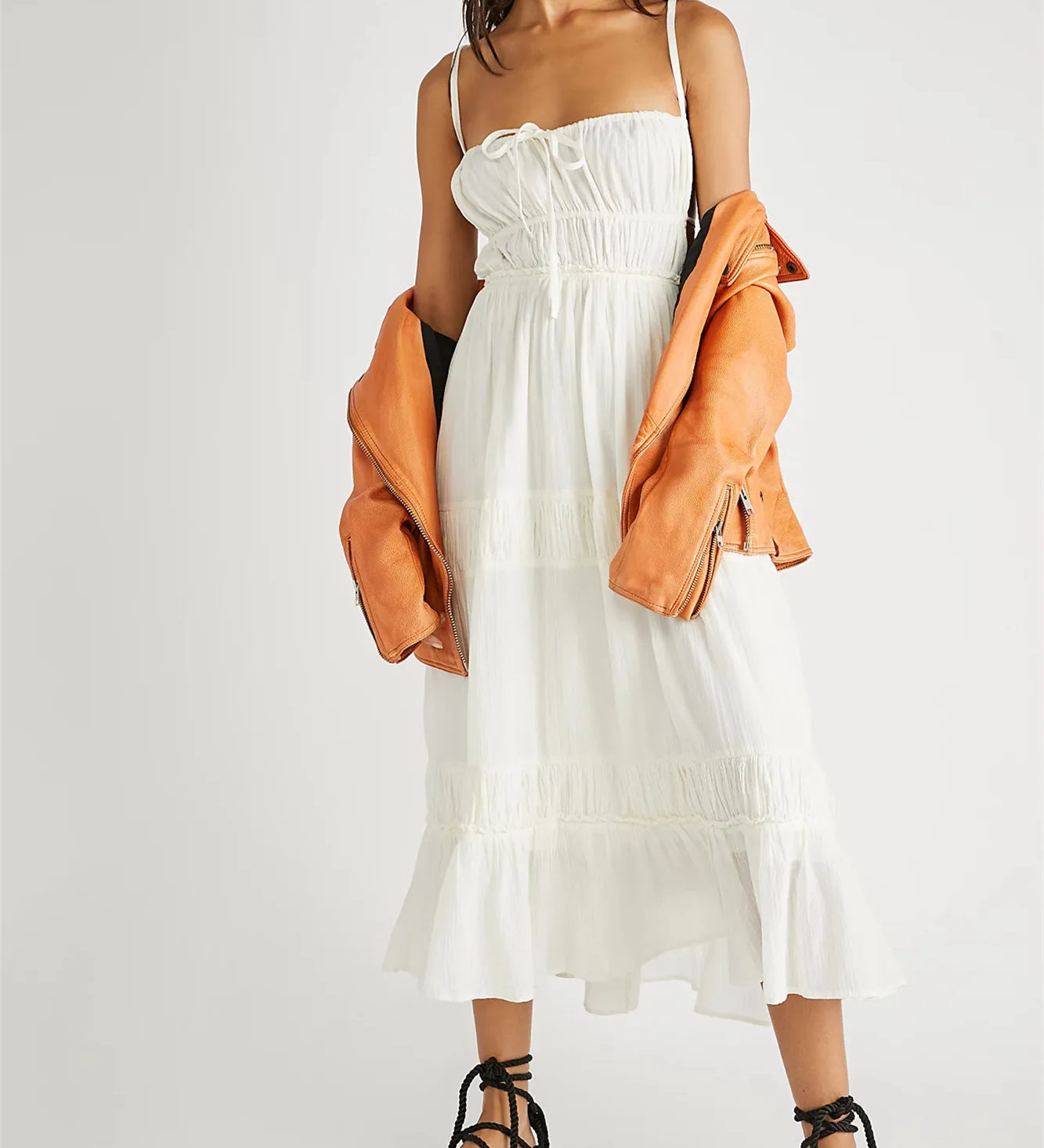Maxi Dress with Cuts and Pleats
