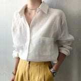 Linen Shirt with Open Collar