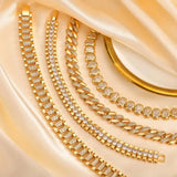 Gold Thick Adjustable Bracelet with Cubic Zirconia