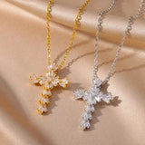 Eternal Silver Cross Necklace with Zirconia
