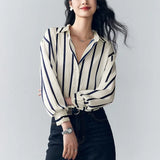 Silk Fabric Striped Blouse