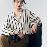 Silk Fabric Striped Blouse
