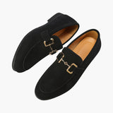 Elias | Men's suede slippers with elegant metallic detail