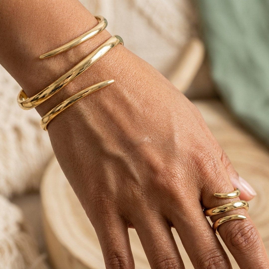 Bracelet and Ring Set with Abstract Snake Design