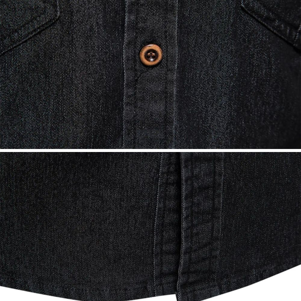 AdaptiveFit Cotton Denim Shirt: Tailored for Men