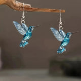 Blue Crystal Hummingbird Earrings