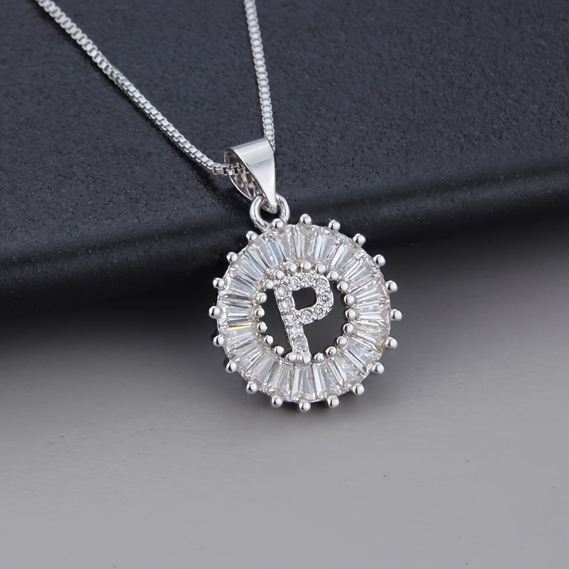 White Gold Necklace with Initial "Z" and Zirconia