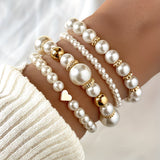 Set of Stacked Bracelets with Pearls 4