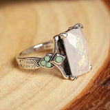 Silver Ring with White Opal Vintage