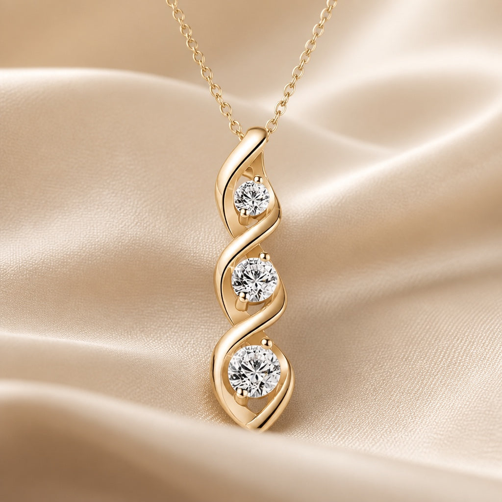 White Gold Necklace with Infinite Pendant and Zirconia
