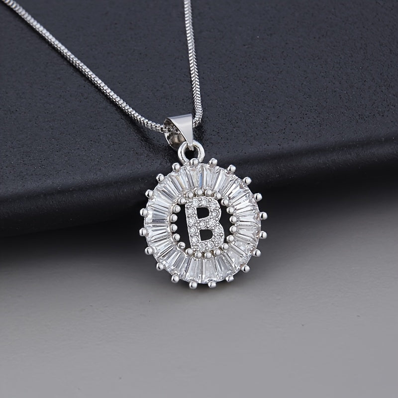 White Gold Necklace with Initial "Z" and Zirconia
