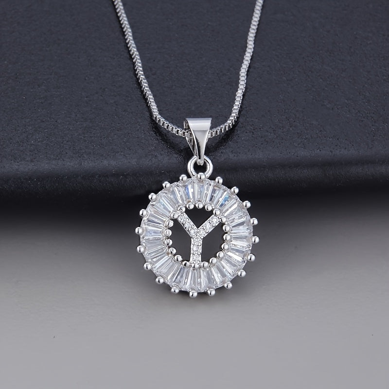 Necklace in White Gold with Initial "Z" and Zirconia
