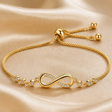 Adjustable Bracelet with Infinity Symbol in White Gold