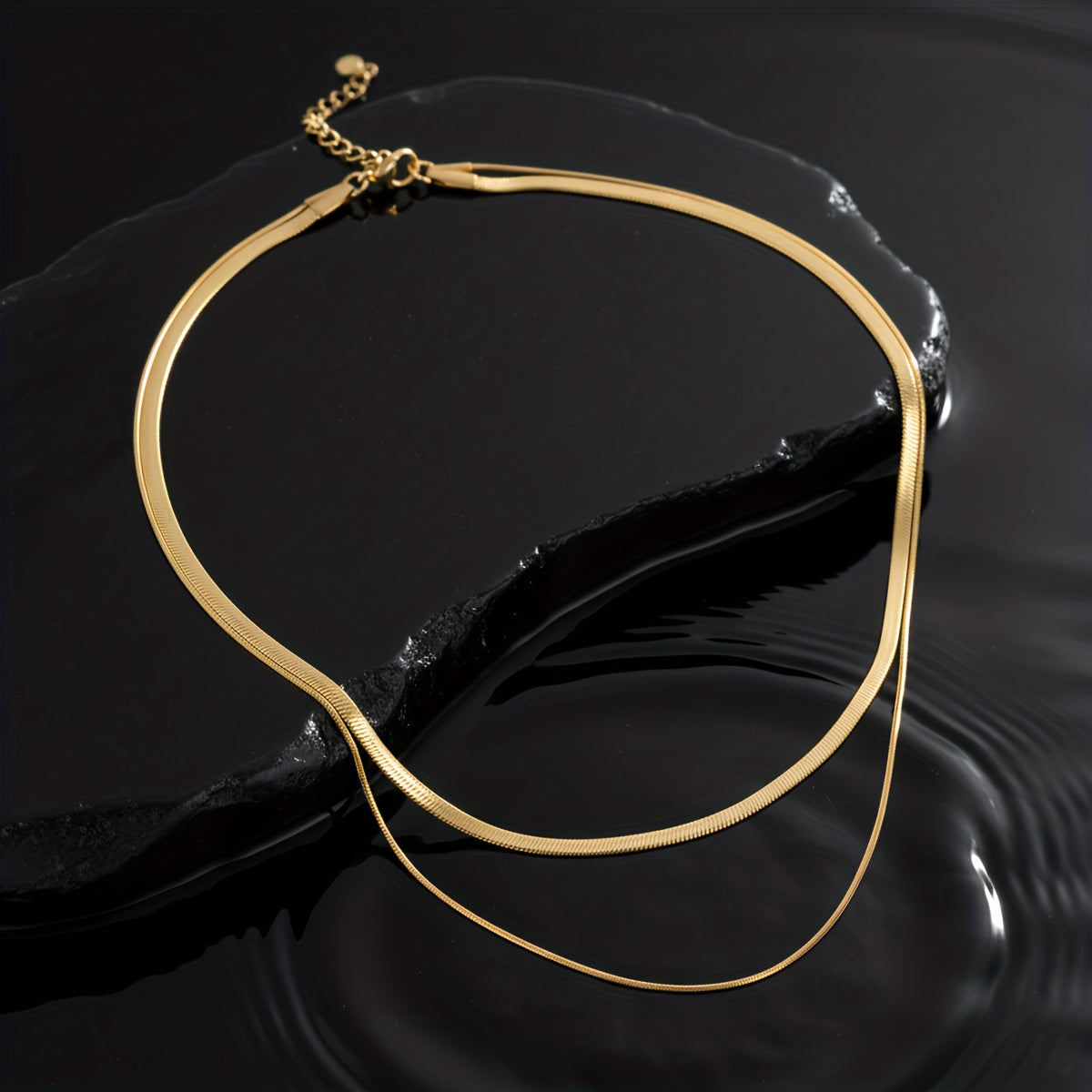Layered Snake Chain Necklace in White Gold