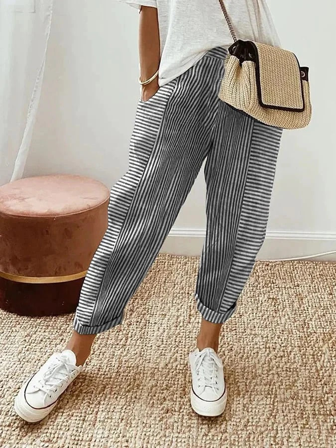 Judith | Striped Cotton Pants